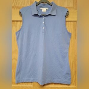 Nike Golf Womens Dri-Fit Sleeveless Polo Shirt Size XL Golfwear Periwinkle Blue